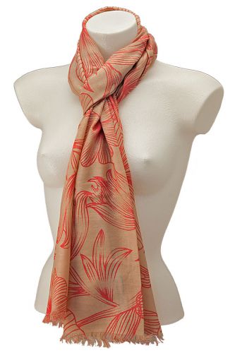 Flower drawing scarf: Almond