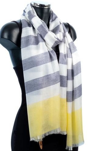 Simple Summer Pashmina Banded Design: Navy Yellow