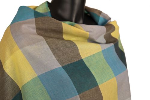 Cotton Check Pashmina: Lemon Fizz