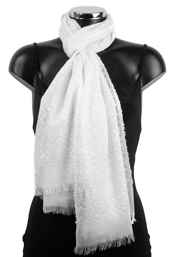 White sparkly scarf deals